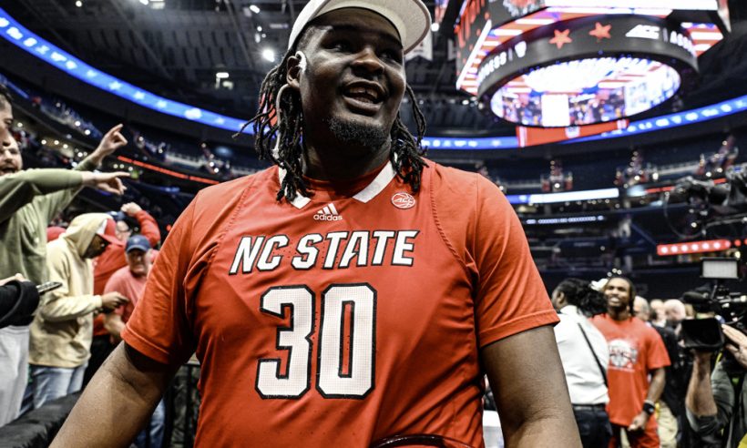 North Carolina State Wolfpack forward DJ Burns Jr. (30) walks off the court following the ACC Tournament Championship game between the North Carolina State Wolfpack and the North Carolina Tar Heels on March 16, 2024 at the Capital One Arena in Washington, D.C.