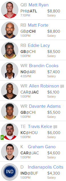 David's Week 1 FanDuel Lineups For 50/50s And Tournaments Notes from the  Sports Nerds