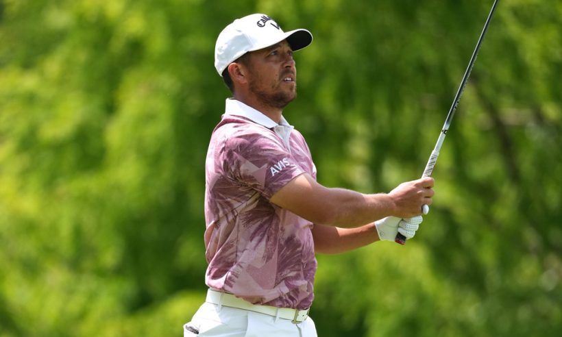 Xander Schauffele of the United States tees off from the second hole during the third round of the Memorial Tournament on May 31, 2025 at Muirfield Village Golf Club in Dublin, Ohio.