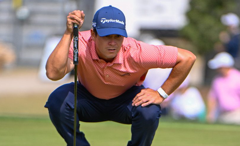HOUSTON, TX - MARCH 28: Karl Vilips (AUS) looks over his birdie putt on 1 during the third round of the Texas Children's Houston Open on March 28, 2026, at Memorial Park Golf Course, Houston, Texas. (Photo by Ken Murray/Icon Sportswire)