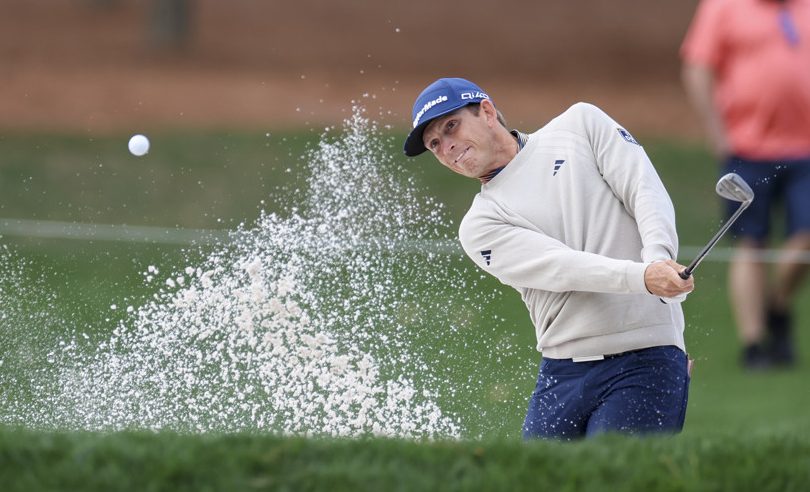 PONTE VEDRA BEACH, FL - MARCH 13: Jacob Bridgeman of the United States plays a shot on the 15th hole during THE PLAYERS Championship on March 13, 2026 at TPC Sawgrass in Ponte Vedra Beach, Fl. (