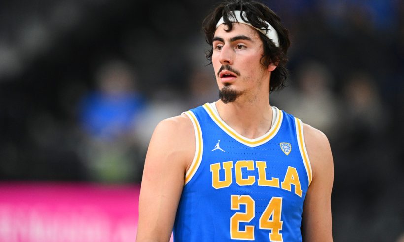 UCLA Bruins forward Jaime Jaquez Jr. (24) looks on during the Empire Classic tournament college basketball game between the Bellarmine Knights and the UCLA Bruins on November 22, 2021, at the T-Mobile Arena in Las Vegas, NV.