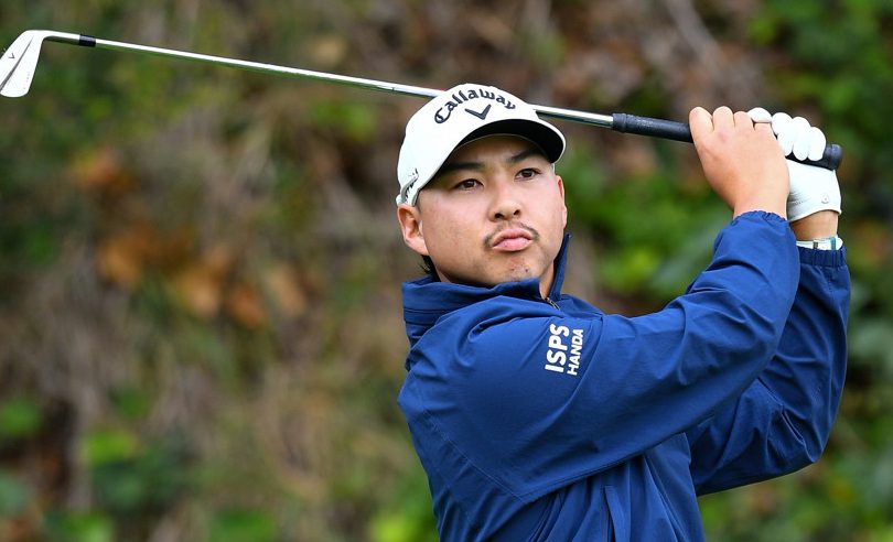 PACIFIC PALISADES, CA - FEBRUARY 20: Min Woo Lee hits a tee shot on the 6th hole during the second round of the Genesis Invitational on February 20, 2026, at Riviera Country Club in Pacific Palisades, CA.