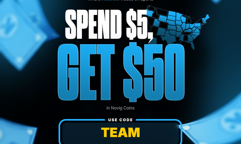 Novig promo code TEAM for new offer spend $5 get $50. Must meet location and eligibility details.